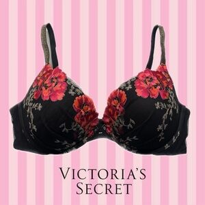 Victoria’s Secret, Very Sexy Plunge Push-Up Bra- Embroidered Metallic Strap 38D